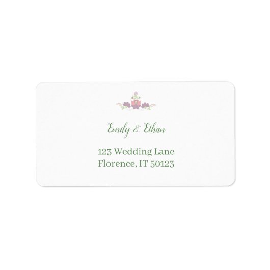 Personalized Folk Floral Wedding Greenery Design ラベル (正面)