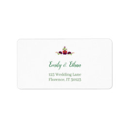 Personalized Folk Floral Wedding Greenery Design ラベル