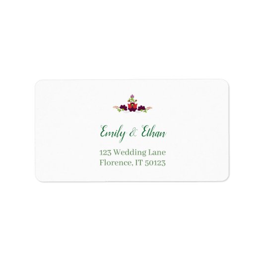 Personalized Folk Floral Wedding Greenery Design ラベル (正面)