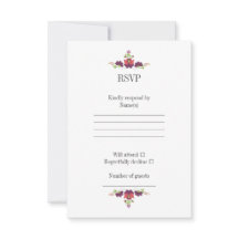 Personalized Folk Floral Wedding RSVP Card