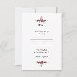 Personalized Folk Floral Wedding RSVP Card