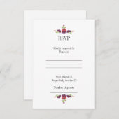 Personalized Folk Floral Wedding RSVP Card (正面/裏面)
