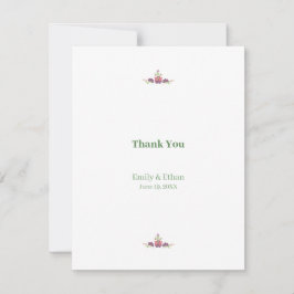 Personalized Folk Floral Wedding Thank You サンキューカード