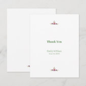 Personalized Folk Floral Wedding Thank You サンキューカード (正面/裏面)