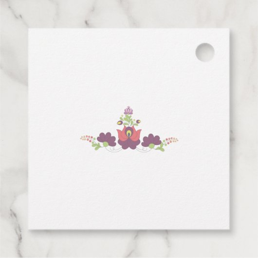 Personalized Folk Floral Wedding Thank You フェイバータグ (裏面)