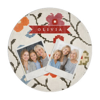 Personalized Folk Scandi Boho Vintage Floral  カッティングボード