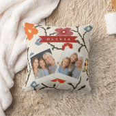 Personalized Folk Scandi Boho Vintage Floral  クッション (ブランケット)