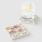 Personalized Folk Scandi Boho Vintage Floral  ストーンコースター (横)