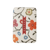 Personalized Folk Scandi Boho Vintage Floral  バスマット (正面縦)