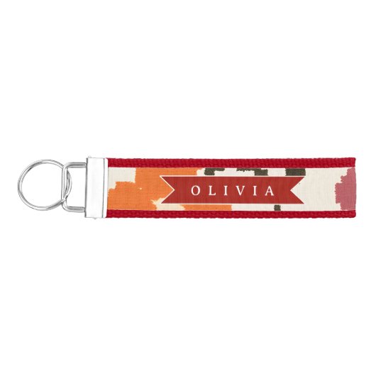 Personalized Folk Scandi Boho Vintage Floral リストバンドキーホルダー (鍵左)