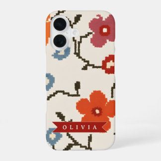 Personalized Folk Scandi Boho Vintage Floral  iPhone 16ケース