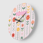 Personalized folk scandinavian floral pattern ラージ壁時計 (傾斜)