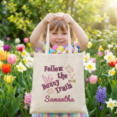 Personalized Follow the Bunny Trails Easter トートバッグ
