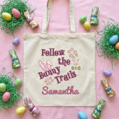 Personalized Follow the Bunny Trails Easter トートバッグ
