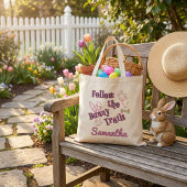 Personalized Follow the Bunny Trails Easter トートバッグ