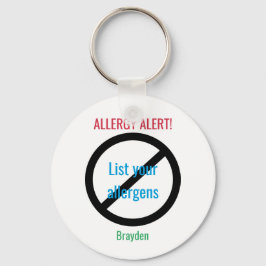 Personalized Food Allergy Alert Kids NO Symbol キーホルダー