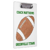 Personalized football coach clipboard - color back クリップボード (右)