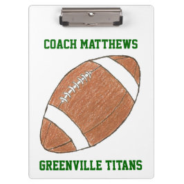 Personalized football coach clipboard - color back クリップボード