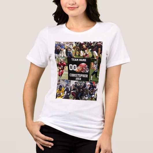 Personalized Football photo collage Sports トライブレンドTシャツ (正面)