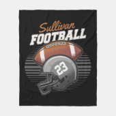 Personalized Football Player Team Number Helmet フリースブランケット (正面)