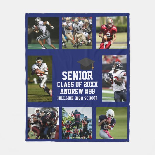 Personalized Football Senior Class Of Graduation フリースブランケット (正面)