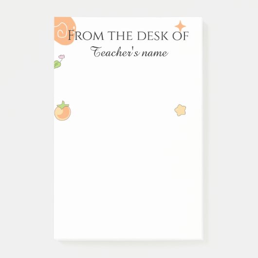 Personalized for elementary Teacher's Cute Peach   ポストイット (正面)