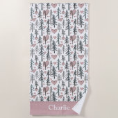 Personalized Forest Tree Kids ビーチタオル (正面)