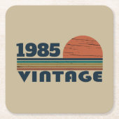 Personalized Forty vintage 40th birthday party スクエアペーパーコースター (正面)