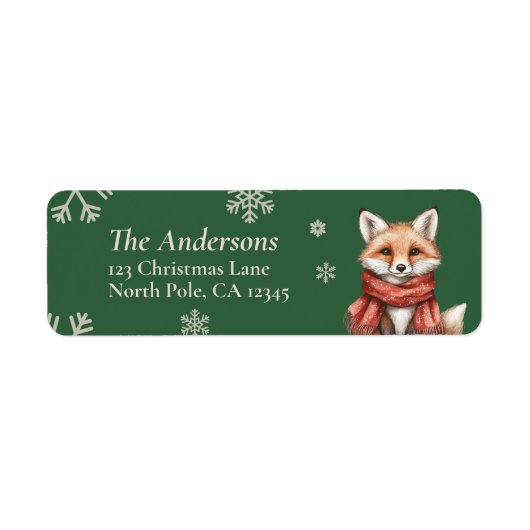 Personalized Fox Christmas Return Address Labels ラベル (正面)