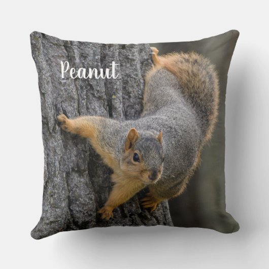Personalized Fox Squirrel on a Tree クッション (裏面)