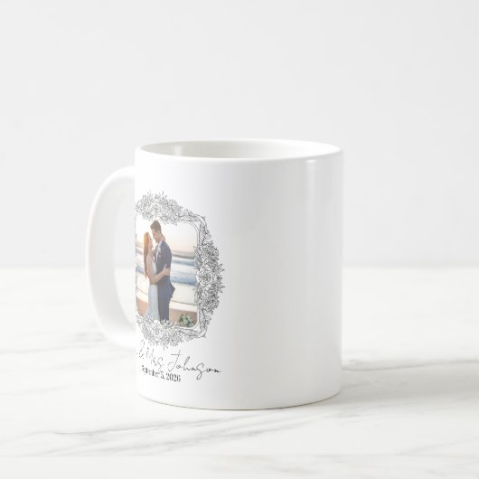 Personalized frame newlyweds mug コーヒーマグカップ (正面左)