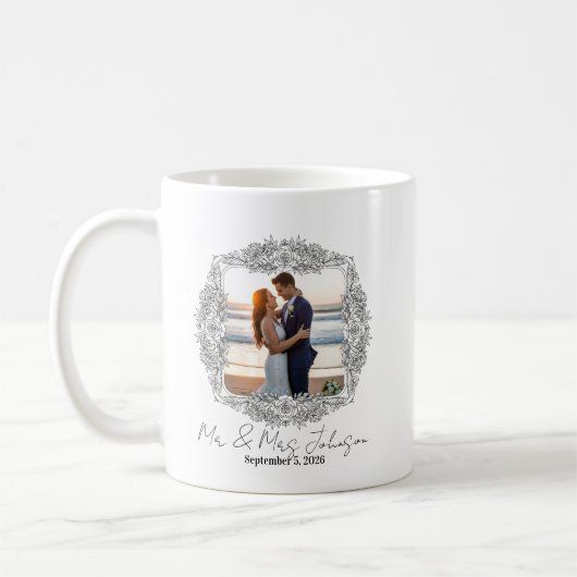 Personalized frame newlyweds mug コーヒーマグカップ (左)