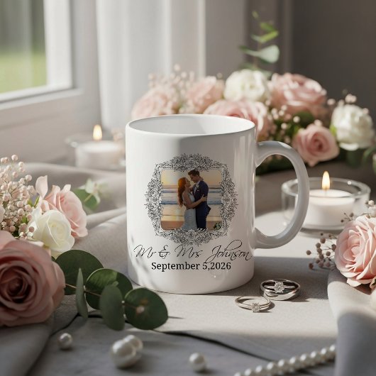 Personalized frame newlyweds mug コーヒーマグカップ