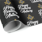 Personalized Freemason Masonic Square Birthday  ラッピングペーパー (ロールコーナー)