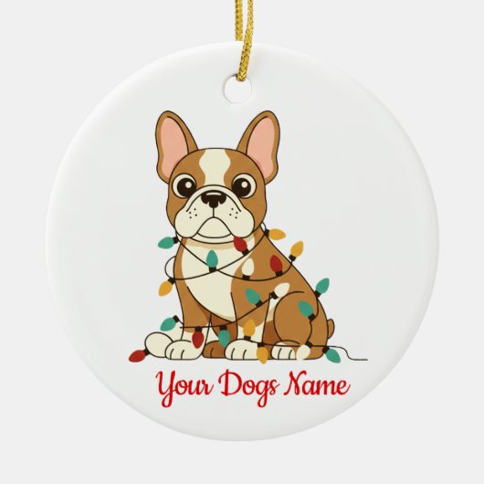 Personalized French Bulldog Christmas Ornament セラミックオーナメント (正面)