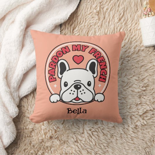 Personalized French Bulldog Funny Quote & Name  クッション (ブランケット)