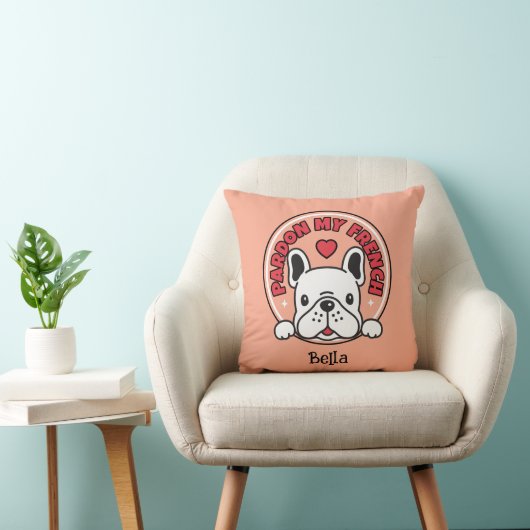 Personalized French Bulldog Funny Quote & Name  クッション (椅子)