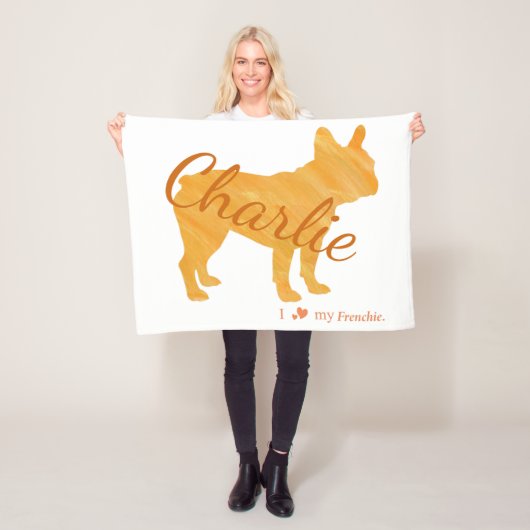 Personalized French Bulldog Pastel Orange Frenchi フリースブランケット (インサイチュ)