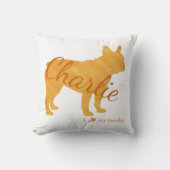 Personalized French Bulldog Pastel Orange Frenchie クッション (正面)