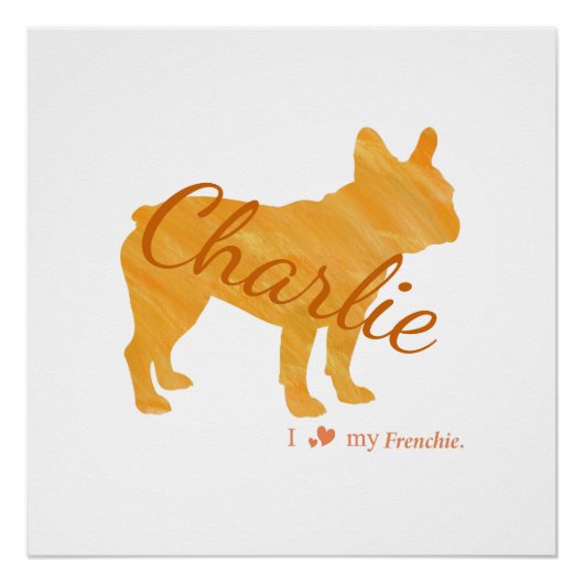 Personalized French Bulldog Pastel Orange Frenchie ポスター (正面)