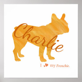 Personalized French Bulldog Pastel Orange Frenchie ポスター