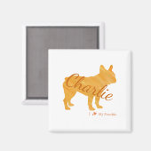 Personalized French Bulldog Pastel Orange Frenchie マグネット (正面/裏面)