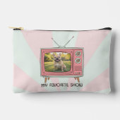 Personalized French Bulldog Retro TV Pastel Dog アクセサリーポーチ (正面)