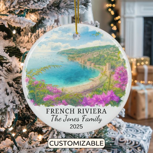 Personalized French Riviera Ornament, France セラミックオーナメント