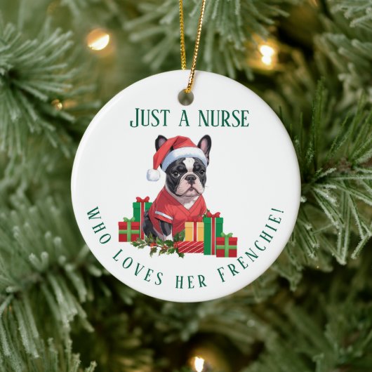 Personalized Frenchie Nurse Christmas Dog Lover セラミックオーナメント (ツリー)