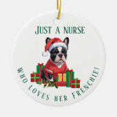 Personalized Frenchie Nurse Christmas Dog Lover セラミックオーナメント (正面)