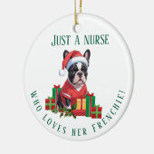 Personalized Frenchie Nurse Christmas Dog Lover セラミックオーナメント (左)