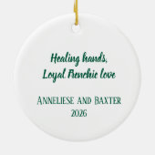 Personalized Frenchie Nurse Christmas Dog Lover セラミックオーナメント (裏面)