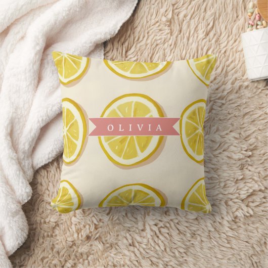 Personalized Fresh Lemon Slice Pattern Bright クッション (ブランケット)