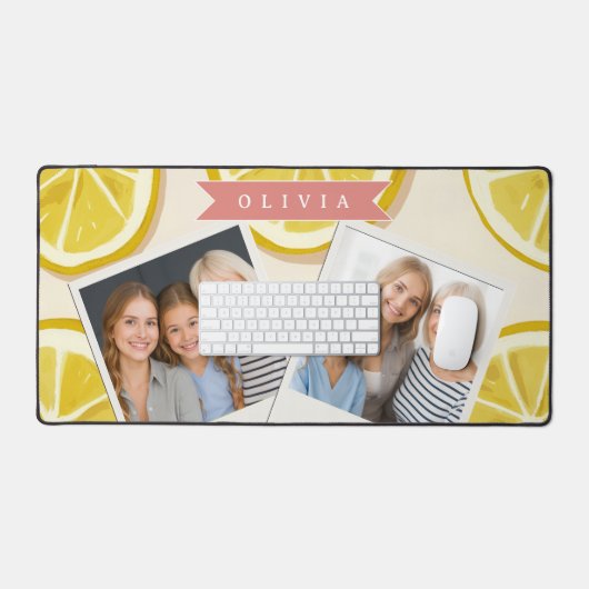 Personalized Fresh Lemon Slice Pattern Bright デスクマット (キーボード&マウス)